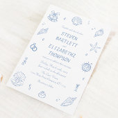 Dusty Blue Hand Drawn Coastal Hochzeit Einladung
