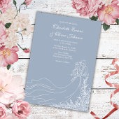 Dusty Blue Hand Drawn Couple Rustic Wedding Einladung