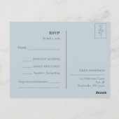 Dusty Blue Hand Drawn Floral Botanical RSVP Postkarte (Rückseite)