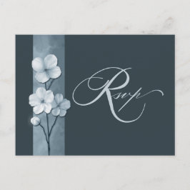 Dusty Blue Hand Drawn Floral Botanical RSVP Postkarte