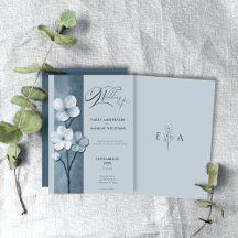 Dusty Blue Hand Drawn Floral Botanical Wedding