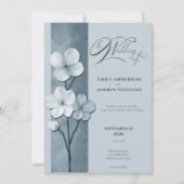 Dusty Blue Hand Drawn Floral Botanical Wedding Einladung (Vorderseite)