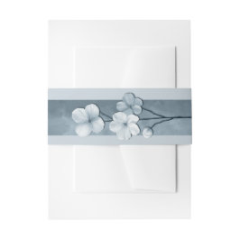 Dusty Blue Hand Drawn Floral Botanical Wedding Einladungsbanderole