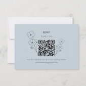 Dusty Blue Hand Drawn Floral QR Code RSVP Karte (Rückseite)