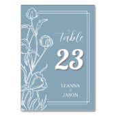 Dusty Blue Hand Drawn Floral Wedding Tischnummer (Vorderseite)