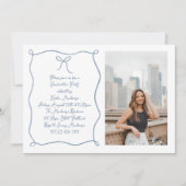 Dusty Blue Hand Drawn Foto Graduation Party Einladung (Vorderseite)