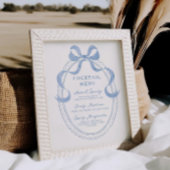 Dusty Blue Hand Drawn Rahmen Cocktail Menü Poster