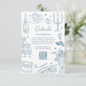 Dusty Blue Hand Drawn Whimsical Wedding Begleitkarte (Stehend Vorderseite)