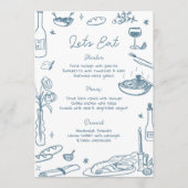 Dusty Blue Hand Drawn Whimsical Wedding Menükarte (Vorderseite)