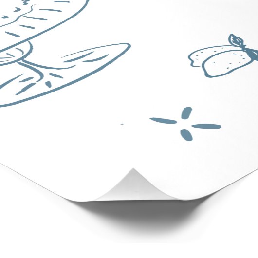 Dusty Blue Hand Drawn Whimsical Wedding Poster (Ecke)