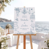 Dusty Blue Hand Drawn Whimsical Wedding Poster