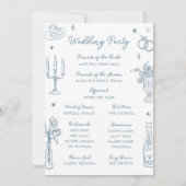 Dusty Blue Hand Drawn Whimsical Wedding Program Einladung (Rückseite)