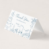 Dusty Blue Hand Drawn Whimsical Wedding Vielen Dan (Vorderseite)