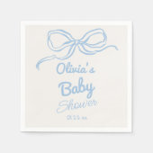 Dusty Blue Hand Gezeichnet Bow Baby Boy Shower Serviette (Vorderseite)