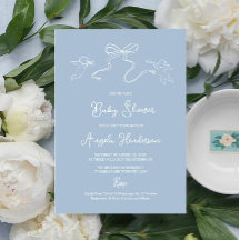 Dusty Blue Hand gezeichnete Babydusche Einladung