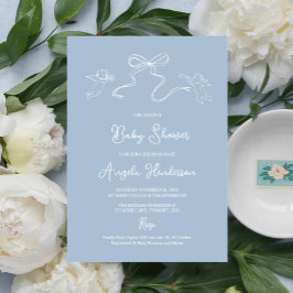 Dusty Blue Hand gezeichnete Babydusche Einladung