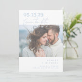 Dusty Blue Hand Letted Typografy Foto Save The Date (Stehend Vorderseite)
