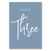 Dusty Blue Hand Scripted Table DREI Tischnummer (Rückseite)