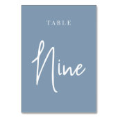 Dusty Blue Hand Scripted Table NINE Tischnummer (Rückseite)