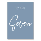 Dusty Blue Hand Scripted Table SIVEN Tischnummer (Rückseite)