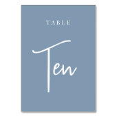 Dusty Blue Hand Scripted Table TEN Tischnummer (Vorderseite)