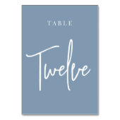 Dusty Blue Hand Scripted Table TWELVE Tischnummer (Rückseite)