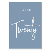 Dusty Blue Hand Scripted Table TWENTY Tischnummer (Rückseite)