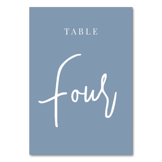 Dusty Blue Hand Scripted Table VIUR Tischnummer (Vorderseite)