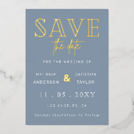 Dusty Blue Handgeschriebenes Script-Foto Save the  Folieneinladung