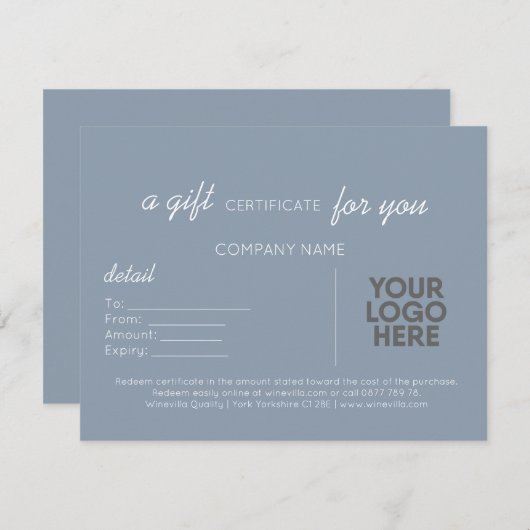 Dusty Blue Handwriting Geschenk mit Logo Mitteilungskarte (Vorne/Hinten)
