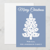 Dusty Blue Handwriting Script Weihnachtsbaum Feiertagskarte (Vorne/Hinten)