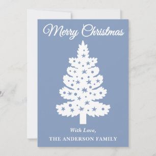 Dusty Blue Handwriting Script Weihnachtsbaum Feiertagskarte