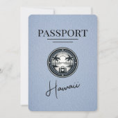 Dusty Blue Hawaii Passport Save the Date (Vorderseite)