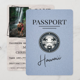 Dusty Blue Hawaii Passport Save the Date