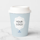 Dusty Blue & Heart Business Logo Pappbecher (Vorderseite)