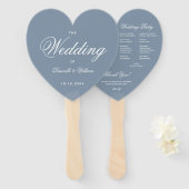 Dusty Blue Heart Elegantes Script Wedding Program Fächer (Vorne und Hinten)