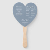 Dusty Blue Heart Elegantes Script Wedding Program Fächer (Rückseite)