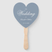Dusty Blue Heart Elegantes Script Wedding Program Fächer (Vorderseite)