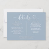 Dusty Blue Heart Script Details Card Einladung (Vorderseite)
