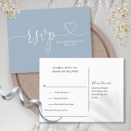Dusty Blue Heart Script Song Request RSVP Card Einladungspostkarte