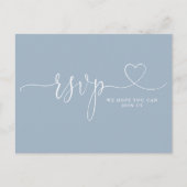 Dusty Blue Heart Script Song Request RSVP Card Einladungspostkarte (Vorderseite)