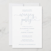 Dusty Blue Heart Script Wedding Abend Party Einladung (Vorderseite)