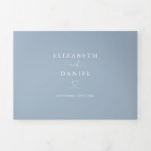 Dusty Blue Heart Script Wedding Dreifach Gefaltete Einladung (Cover)