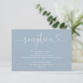 Dusty Blue Heart Script Wedding Reception Begleitkarte (Stehend Vorderseite)