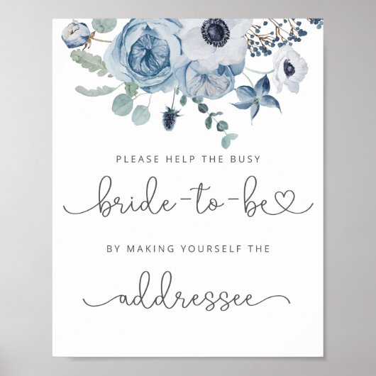 Dusty blue helfen der geschäftigen Braut Adresse u Poster (Vorne)