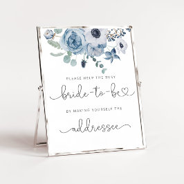 Dusty blue helfen der geschäftigen Braut Adresse u Poster