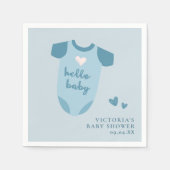 Dusty Blue Hello Baby Baby Script Baby Dusche Serviette (Vorderseite)