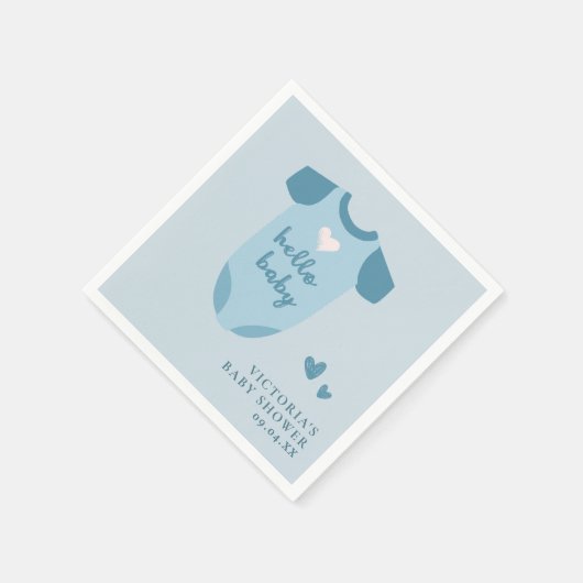 Dusty Blue Hello Baby Baby Script Baby Dusche Serviette (Ecke)