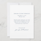 Dusty Blue Hello Baby Foto Geburtserklärung Ankündigung (Rückseite)