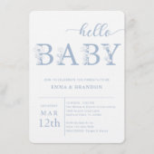 Dusty Blue Hello Baby Wildflower Invitation Einladung (Vorderseite)